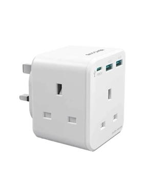 RAVPower Pioneer 3-Port Triple Power Wall Charger with 2 USB Ports and 1 Type-C Port with PD Technology, 20W Mini - White