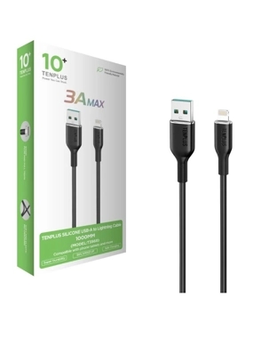 TEN PLUS Silicone cable USB - Lightning Black