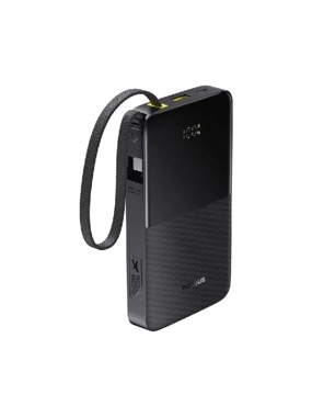 Baseus - 10000mAh 22.5W Portable Battery with Built-in Type-C Cable, Digital Display, USB and Type-C Ports - Black