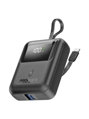 Promate 10K Power Bank With Type C Cable Black