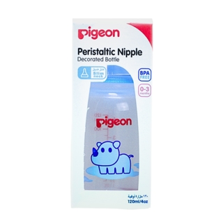 PIGEON BOTTLE PLASTIC SLIM NECK PRINT 0-3M 120ML