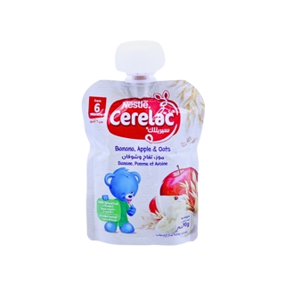 CERELAC BABY PUREE APPLE&BANANA&OATS 6M 90G