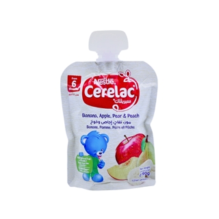 CERELAC BABY PUREE BANANA APPLE PEAR PEACH 6M 90G