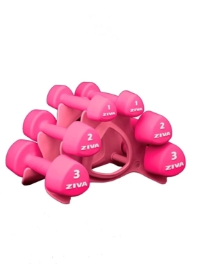 ZIVA Studio Dumbbells 12kg Set (1, 2, 3kg pairs) Pink