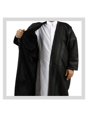 Men's Suede Fur Coat - Black