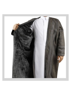 Men's Suede Fur Coat - Gray