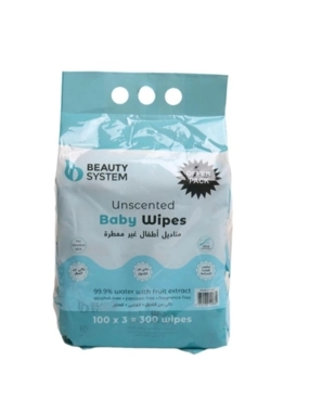 BEAUTY SYSTEM BABY WIPES UNSCENTED 3X100/300