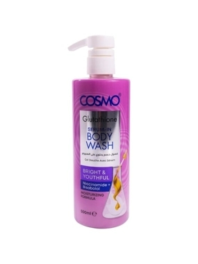 Cosmo Glutathione Body Wash contains niacinamide and bisabolol serum
