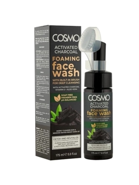 COSMO FACE WASH FOAMING ACTIVATED CHARCOAL WITH BRUSH