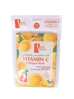Spa system facial mask with vitamin C and collagen pouch
