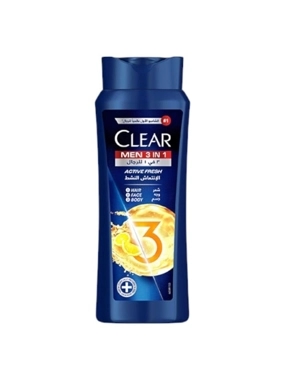 Clear Men 3-in-1 Shampoo For Hair Face And Body (Active Fresh)