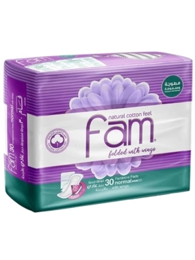 FAM SANITARY FEMININE NAPKINS, NORMAL, FOLDED, COMPRESSED / WINGS