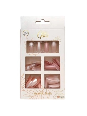 Glitz Ombre Acrylic Nails Set – 4 Colors with Glitter & Nail Glue