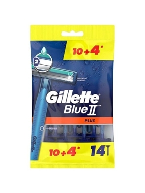GILLETTE BLUE II PLUS RAZOR CASE 10 PIECES + 4 FREE