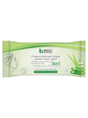 BEAUTY SYSTEM 3 IN 1 MAKEUP REMOVER WIPES WITH ALOE VERA & VITAMIN E