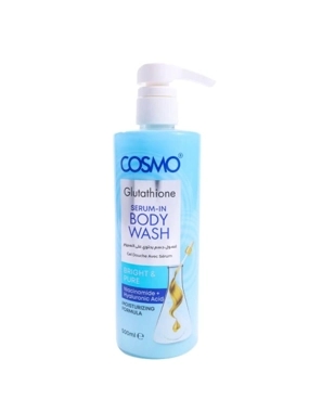 Cosmo Glutathione Body Wash contains serum, niacinamide, and hyaluronic acid
