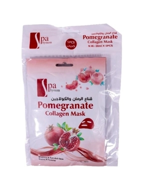 Pomegranate and collagen face mask spa system bag