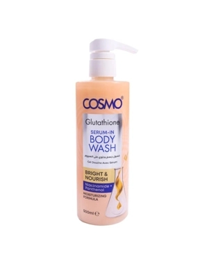 Cosmo Glutathione Body Wash contains niacinamide and panthenol serum