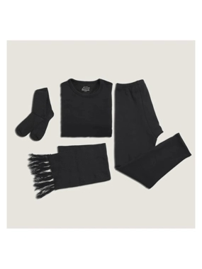 Black Winter Fur Pajamas (4 pieces)