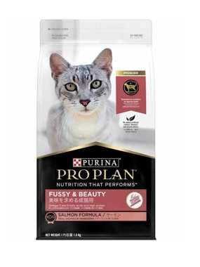 Pro Plan Fussy and Beauty Cat Dry Food with Salmon Formula for Adults- 1.5 Kg