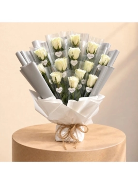 Thank You Teacher – White Rose Favor Bouquet