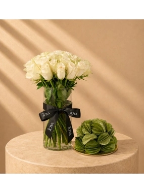 Bounty of the Nation with White Roses Vase