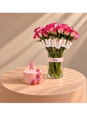 Pink Hope Cake with Awareness Roses