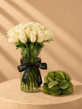Bounty of the Nation with White Roses Vase