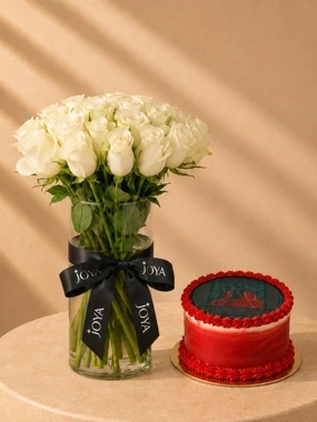 Glory of the Nation with White Roses Vase