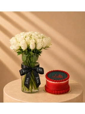 Glory of the Nation with White Roses Vase