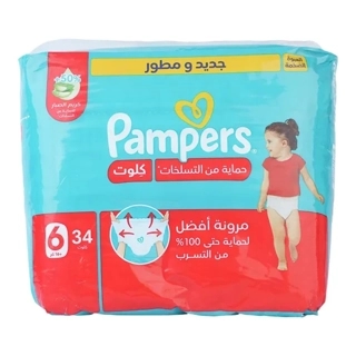 Pampers Rash Protection Diaper Pants With Aloe Vera Cream, Size 6, 34 pcs