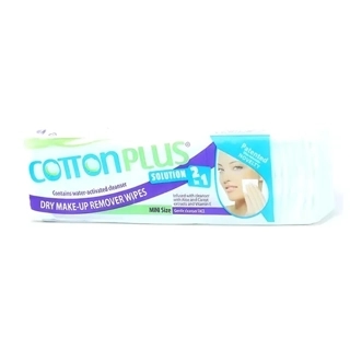 Cotton Plus Solution 2in1 Dry Make-up Remover Wipes Aloe & Carrot Extracts & Vitamin E - Mini Size