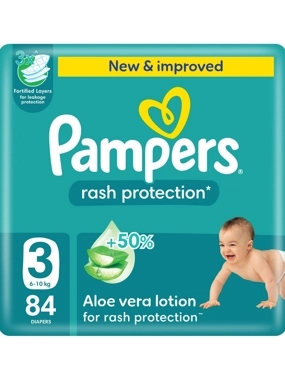 Pampers Rash Protection Taped Diapers, 6-10kg 84 Pieces