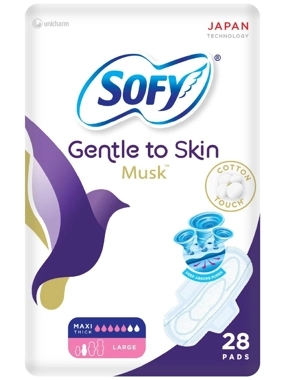 Sofy Anti-Bacteria Musk, 29 cm, 28PCS -