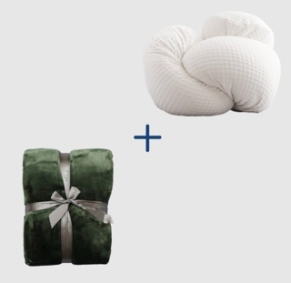 Extra Comfort set Includes 1 Body Pillow + 1 Winter Blanket (200x150 cm).Dark green
