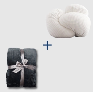Extra Comfort set Includes 1 Body Pillow + 1 Winter Blanket (200x150 cm).beige