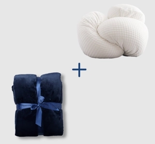Extra Comfort set Includes 1 Body Pillow + 1 Winter Blanket (200x150 cm). blue