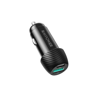 RAVPower Pioneer Car Charger 49W USB-C & USB-A - Black