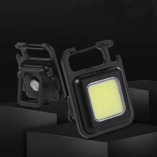 LED flashlight with magnetic base, tripod for searchlight and rechargeable keychain
