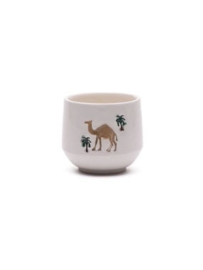 Clay cup with camel decoration