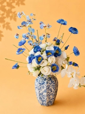 Luxurious vase with artificial flowers
