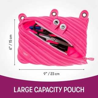 Zipit Monster Pencil Case Large Capacity For School, College And Office Pink