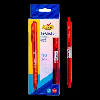 Class Tri Clicker Ball Pen Red 0.7mm Pack Of 10