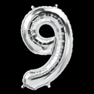 34 Inch Silver Number "9" Foil Balloon