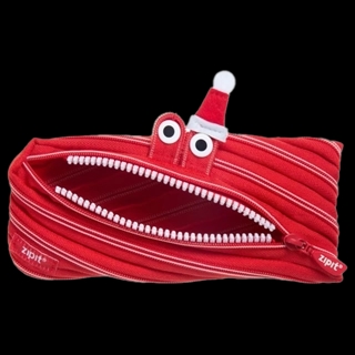 ZIPIT Christmas Monster Pencil Case Large Capacity for School, College and Office Red