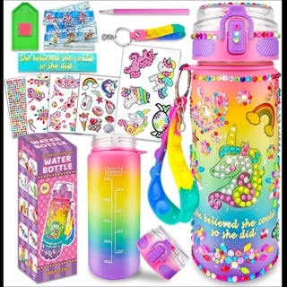 Decorate Your Own Water Bottle Kits for Girls Age 4-10,Unicorn Painting Crafts (Unicorn)