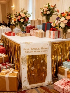 Metallic Gold Foil Fringe Table Skirt Party Decorations