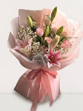 Pink Lilies & Roses