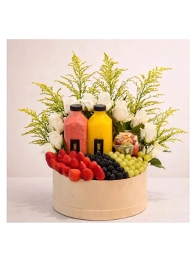 Fresh Fruit & Roses Gift Box