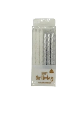 Mix Silver-White Candles 12 count